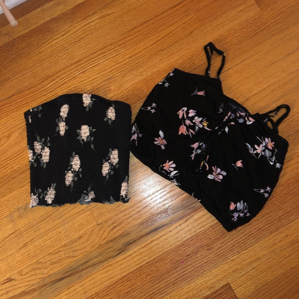 Black Floral Tank and Tube Top